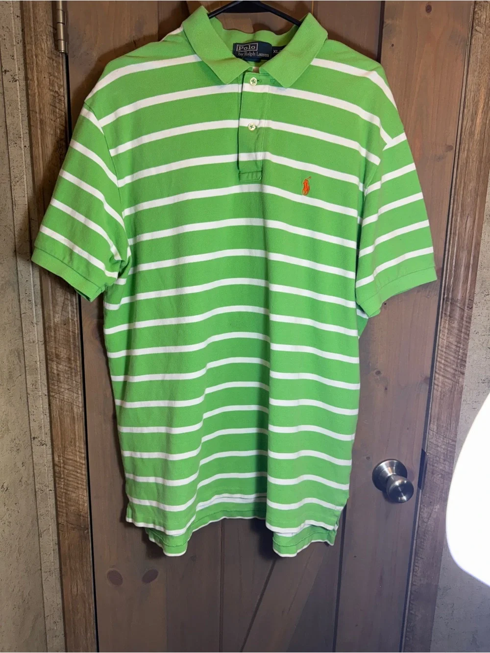 Ralph Lauren Lime Green & White Striped Polo Shirt